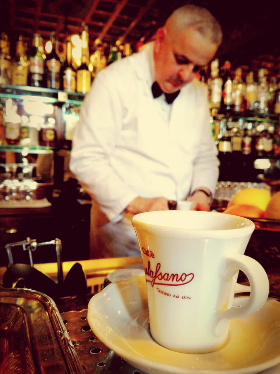 Making italian coffee in Turin, Italy