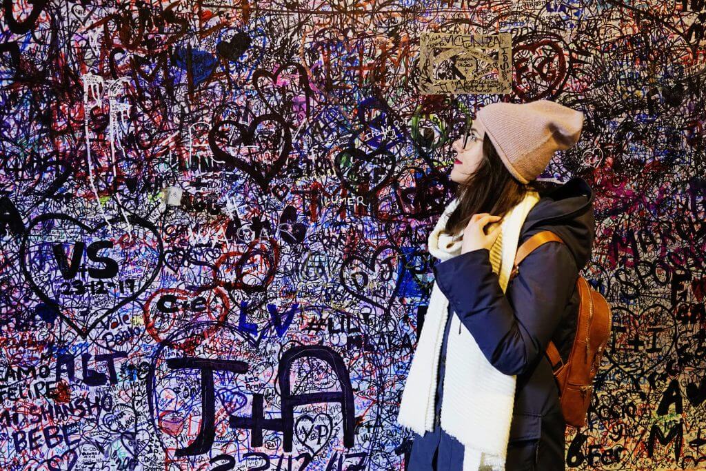 Graffiti wall with love letters in Verona, the city of Romeo and Juliet in Italy